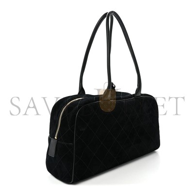 CHANEL MASTER SUEDE CALFSKIN LARGE PERFECT BOWLING BAG BLACK AS62110 (35.5*19*12.5cm)